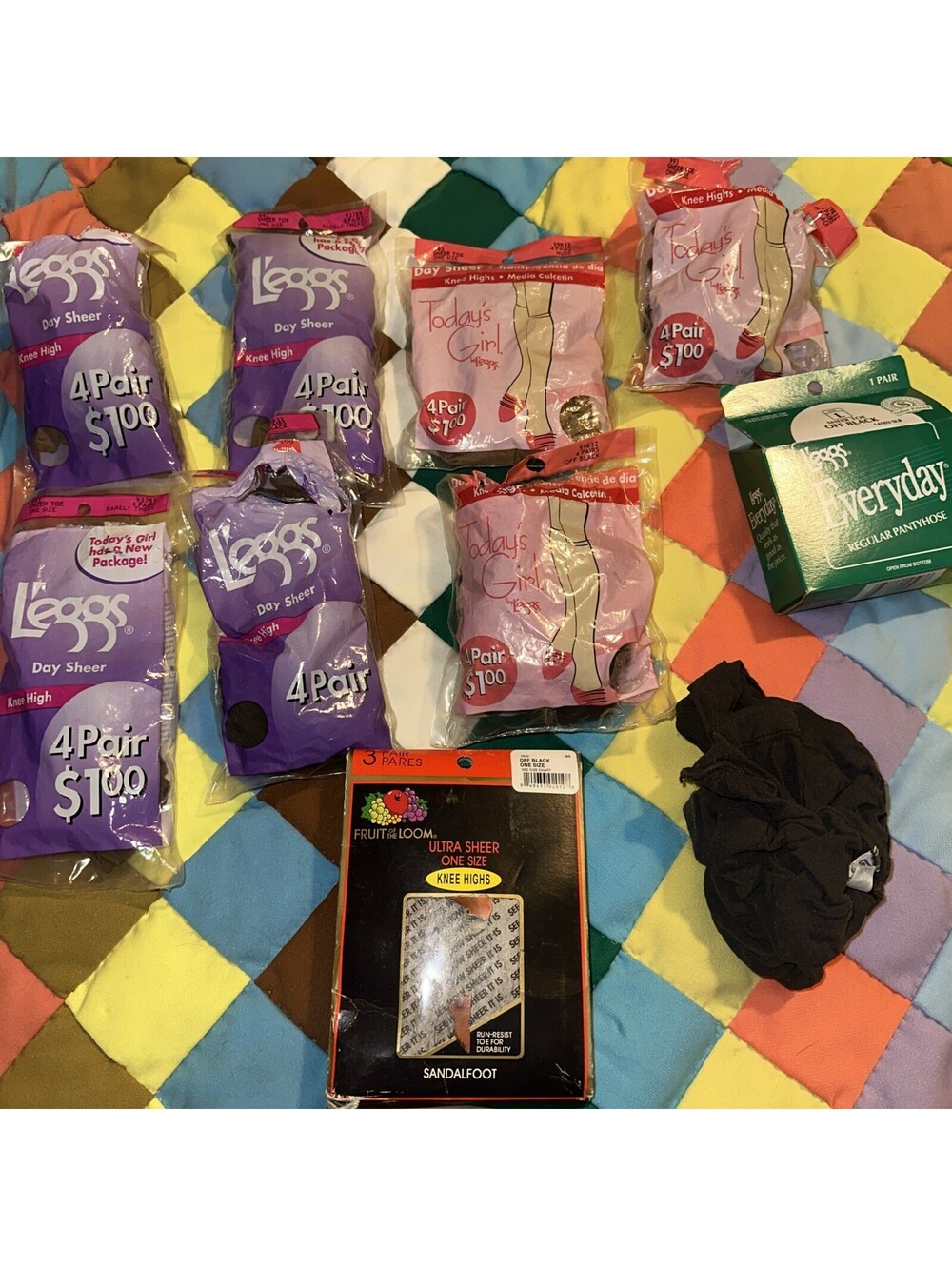VINTAGE L'EGGS Today's Girl Lot of 9 Pack Assorted Knee Highs 20 Pair Pantyhose